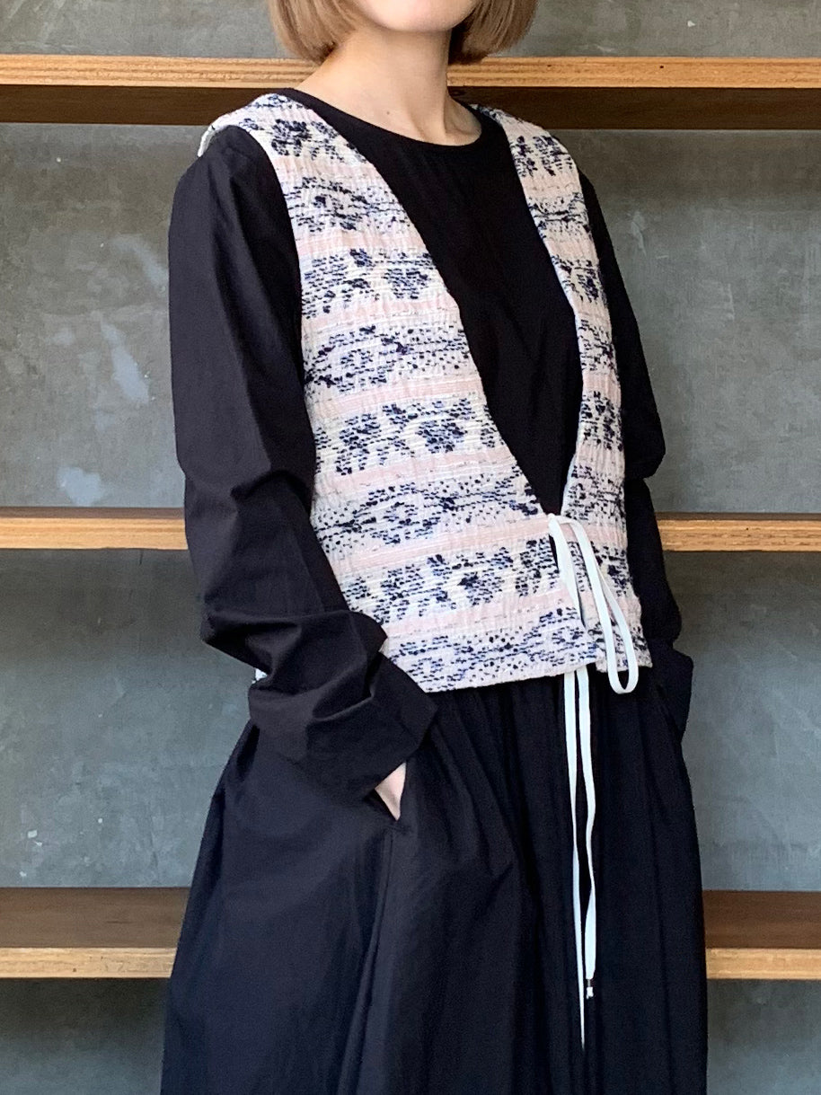 qiri / mix yarn jacquard vest (ピンク)