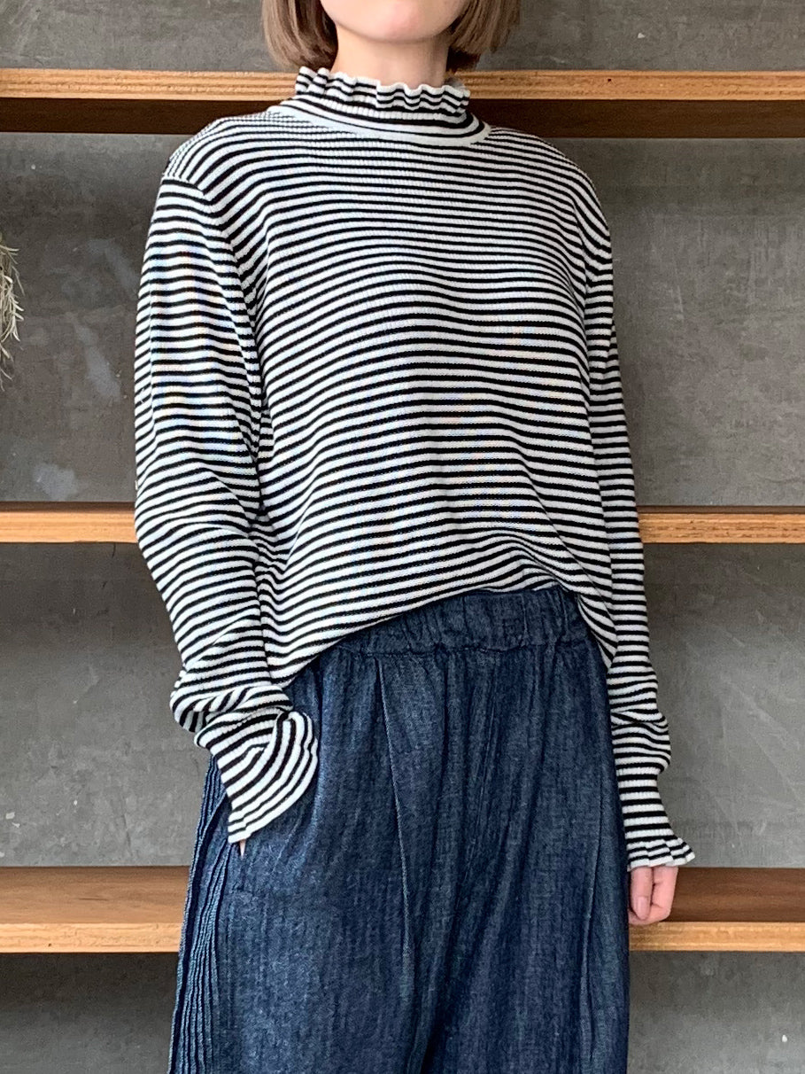 tumugu / ランダムリブニット フリルハイネック（BORDER）