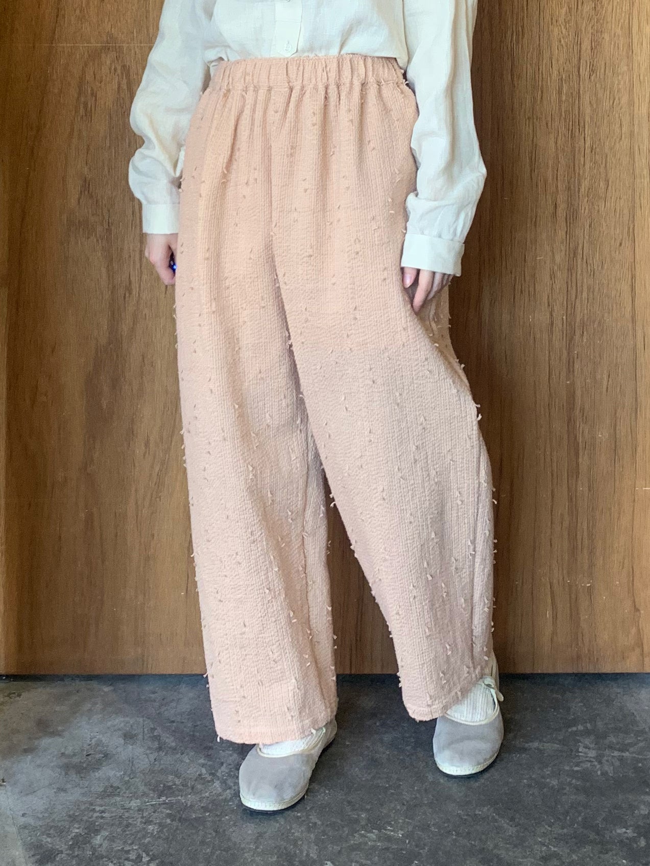 qiri / sashiko jacquard gather pants（ピンク）