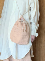 qiri / sashiko jacquard 巾着 bag（ピンク）