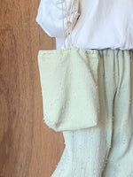 qiri / sashiko jacquard 巾着 bag（ペールイエロー）