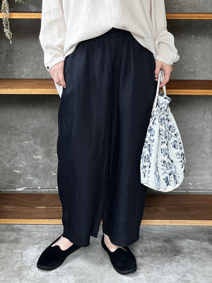 【SALE】UNIVERSAL TISSU / オーガニックリネンツイル ギャザーPT（クロ）