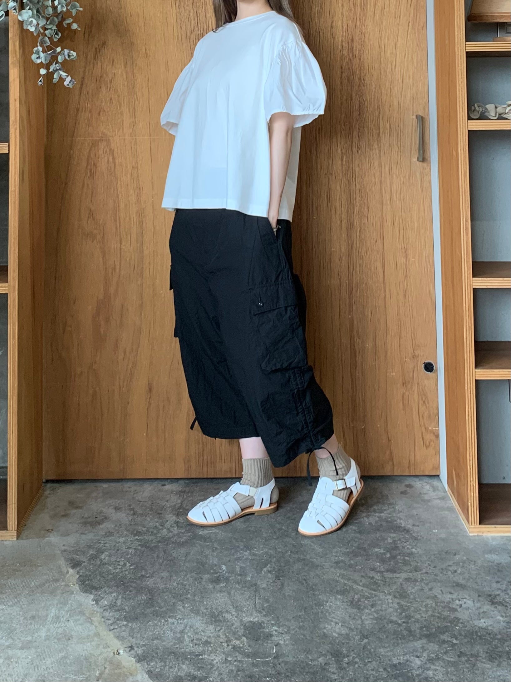 【SALE】Vlas Blomme / High Count Cotton Linen クロップドカーゴパンツ
