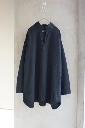 【SALE】Vlas Blomme / Fluffy Cotton　プルオーバーワイドシャツ (Black)