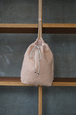 qiri / sashiko jacquard 巾着 bag（ピンク）