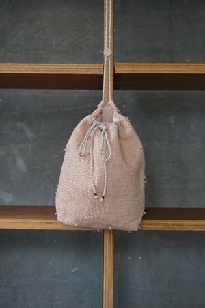 qiri / sashiko jacquard 巾着 bag（ピンク）