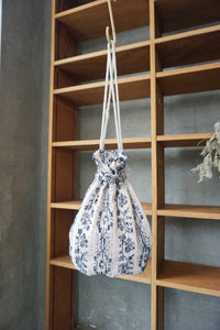 qiri / mix yarn jacquard 巾着bag（ピンク）