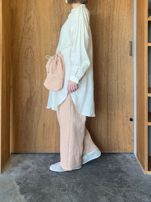 qiri / sashiko jacquard 巾着 bag（ピンク）