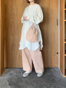 qiri / sashiko jacquard 巾着 bag（ピンク）
