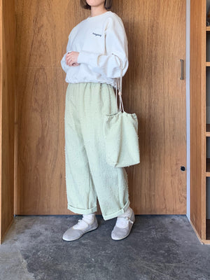 qiri / sashiko jacquard 巾着 bag（ペールイエロー）