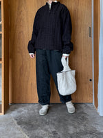 qiri / field flower half zip pullover  (black)