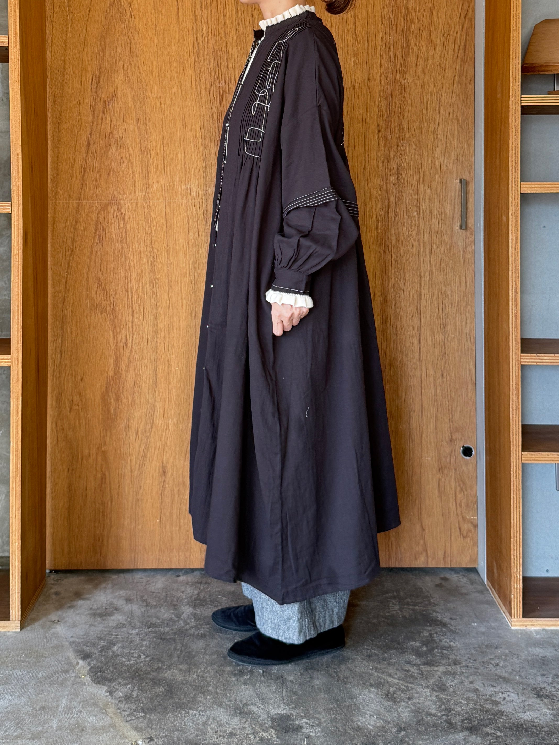 tumugu / コットンリネン起毛ツイル カーゴワイドパンツ（GRAY）