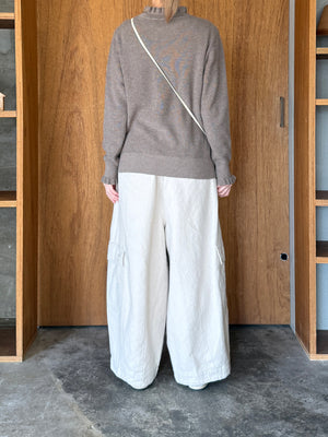 tumugu / コットンリネン起毛ツイル カーゴワイドパンツ（KINARI）