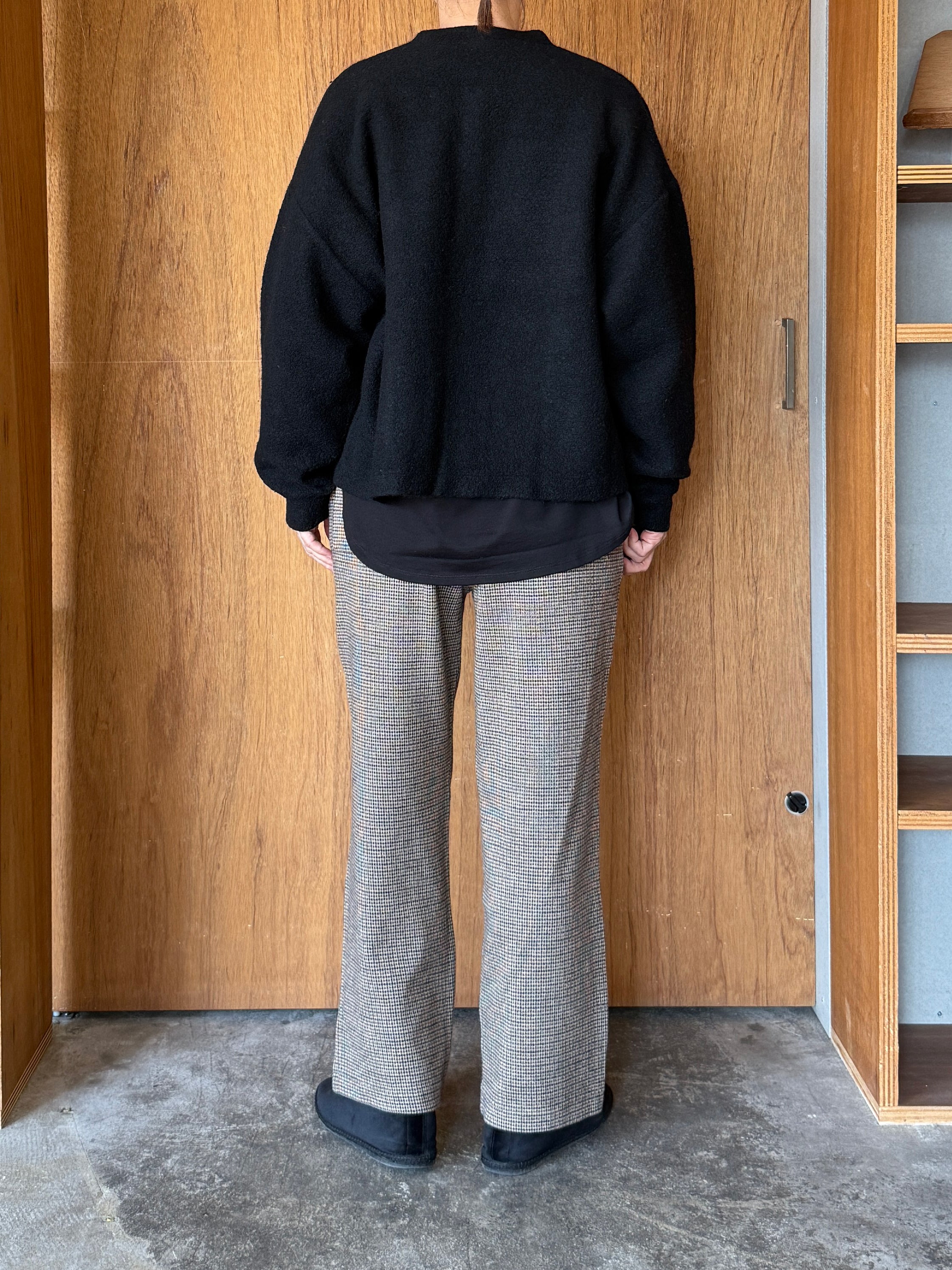 UNIVERSAL TISSU / リサイクルウールパイル リヨセルコットン裏毛 スナップカーディガン（クロパイル）