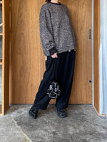 qiri / wool cashmere mix color crewneck knit  (dark mix)