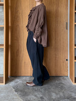 Vlas Blomme / Cotton Twill ワンタックテーパードパンツ(Black)
