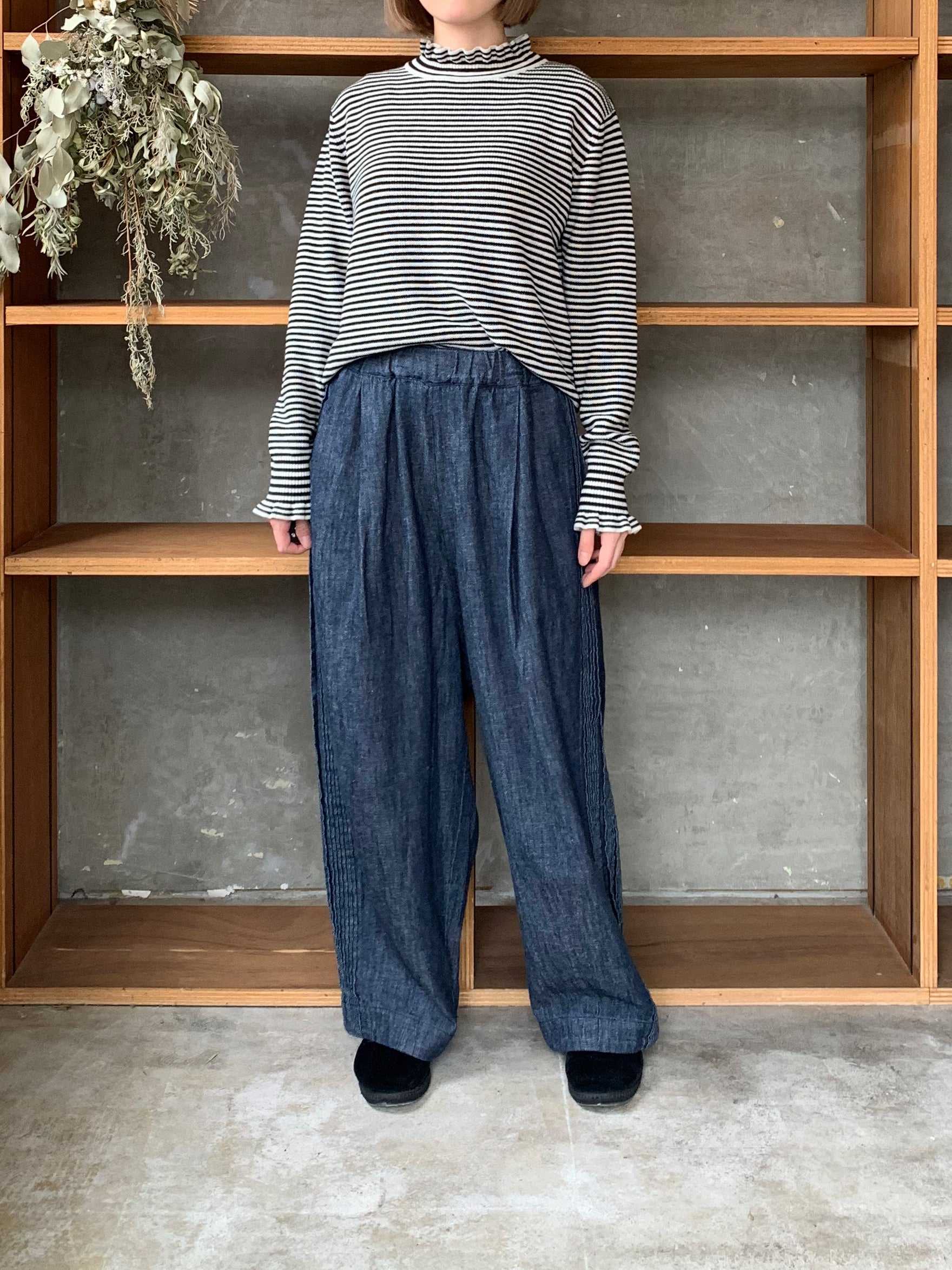 tumugu / ランダムリブニット フリルハイネック（BORDER）