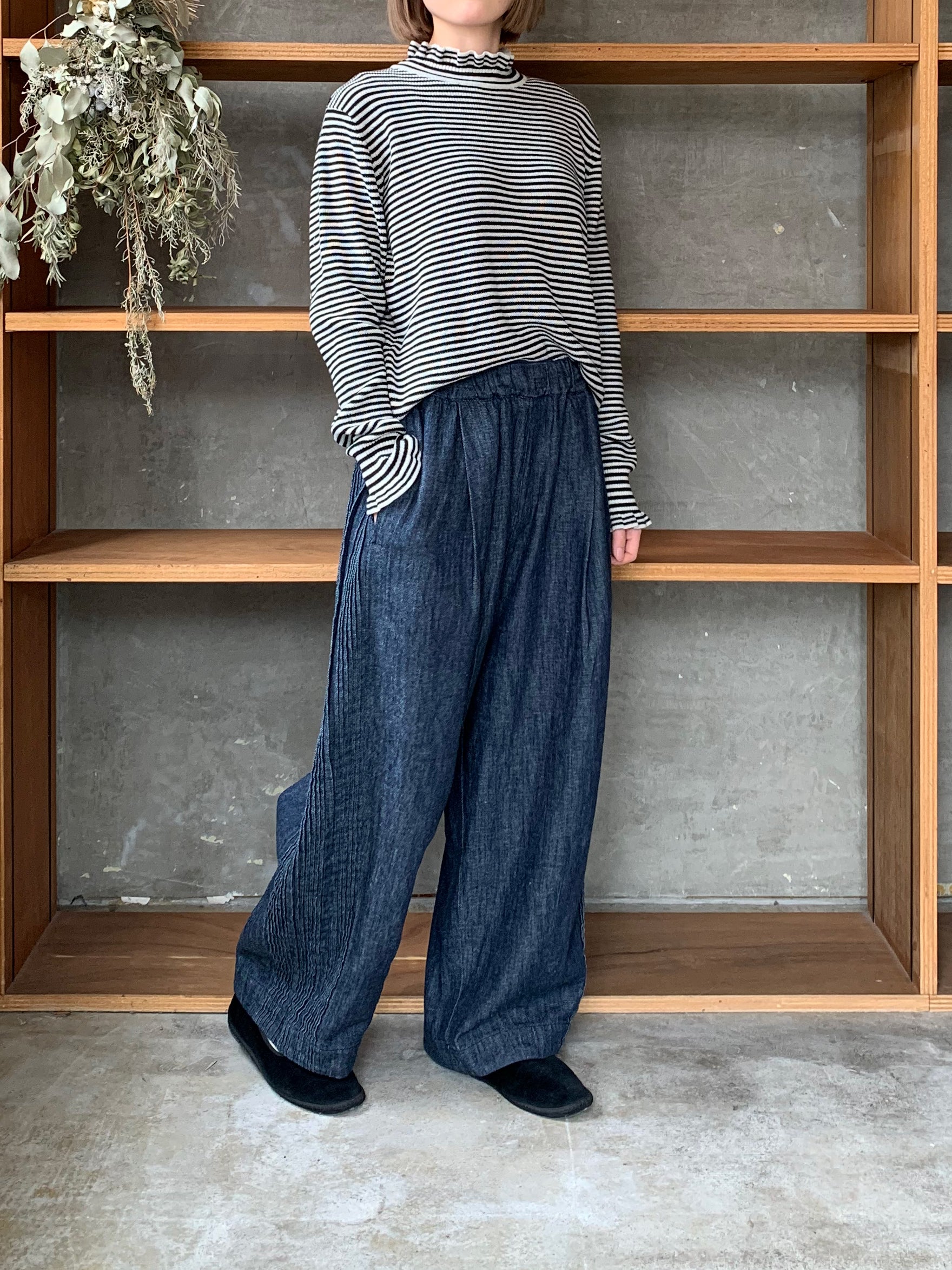 tumugu / ランダムリブニット フリルハイネック（BORDER）