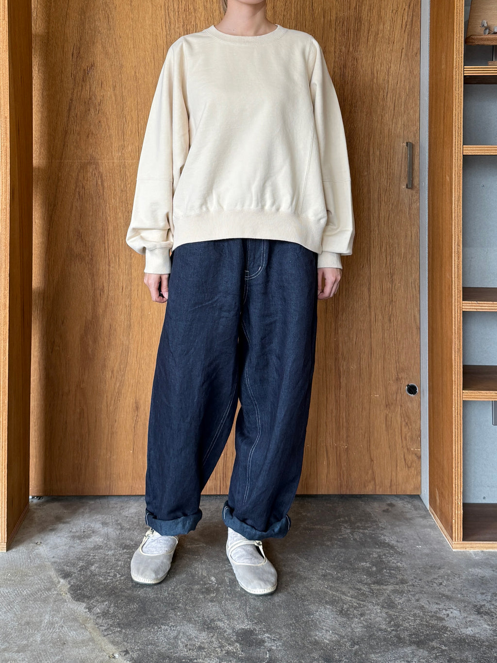 OTOAA / GARMENT DYE SWEAT CREW NECK (BUTTER)