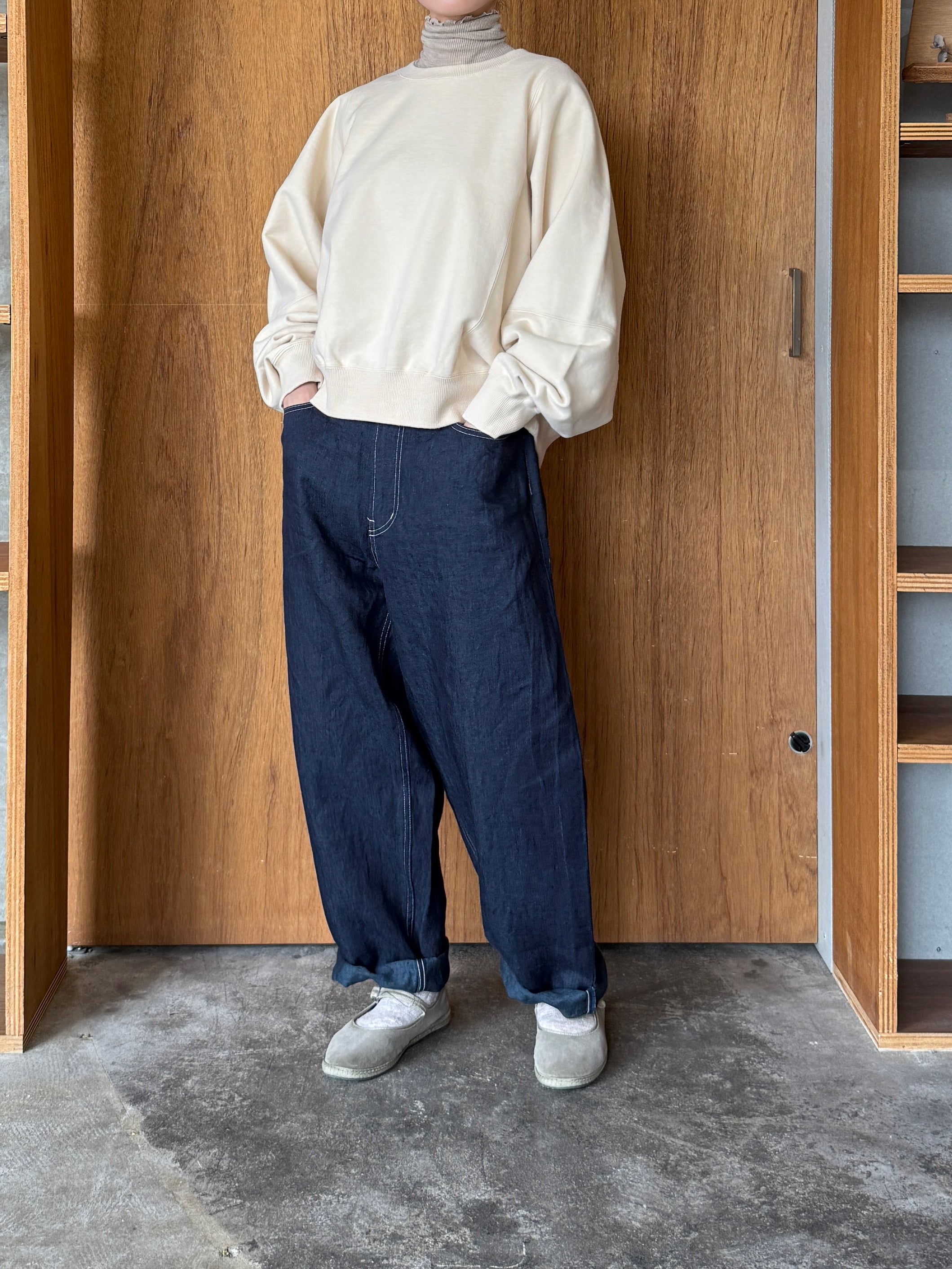 OTOAA / GARMENT DYE SWEAT CREW NECK (BUTTER)