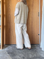 Vlas Blomme / Cotton Linen Plainstitch オブロングネック長袖Tシャツ(Greige)