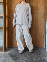 Vlas Blomme / Cotton Linen Plainstitch オブロングネック長袖Tシャツ(Greige)
