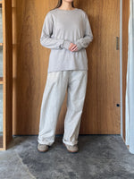 Vlas Blomme / Cotton Linen Plainstitch オブロングネック長袖Tシャツ(Greige)
