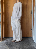 Vlas Blomme / Cotton Linen Plainstitch オブロングネック長袖Tシャツ(Greige)
