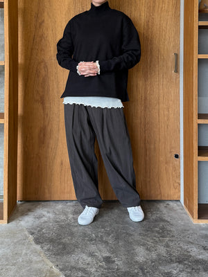 Vlas Blomme / Cotton Twill ワンタックテーパードパンツ(Brown)
