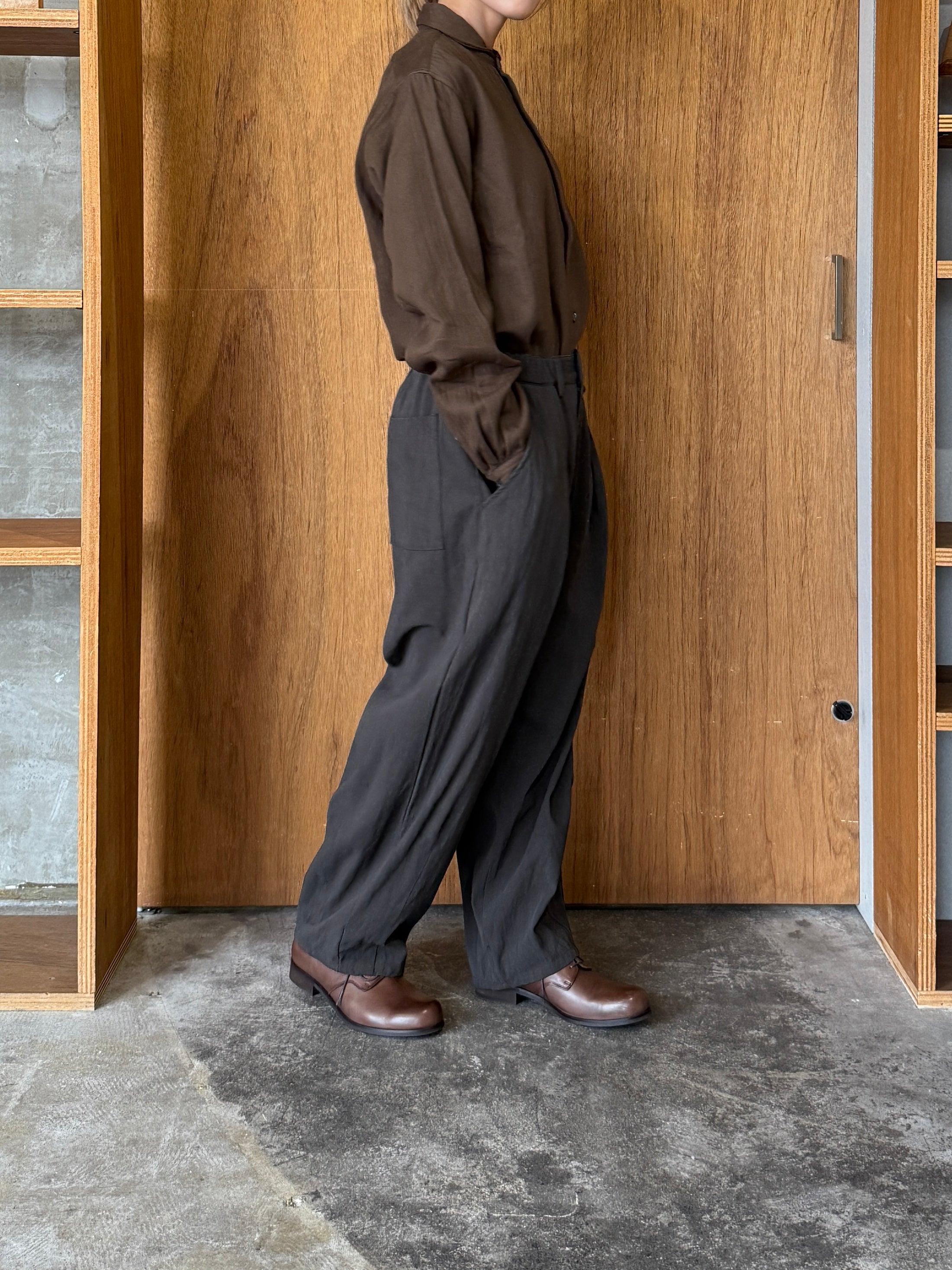 suzuki takayuki / one-piece shawl-collar shirt Ⅱ（burnt umber）