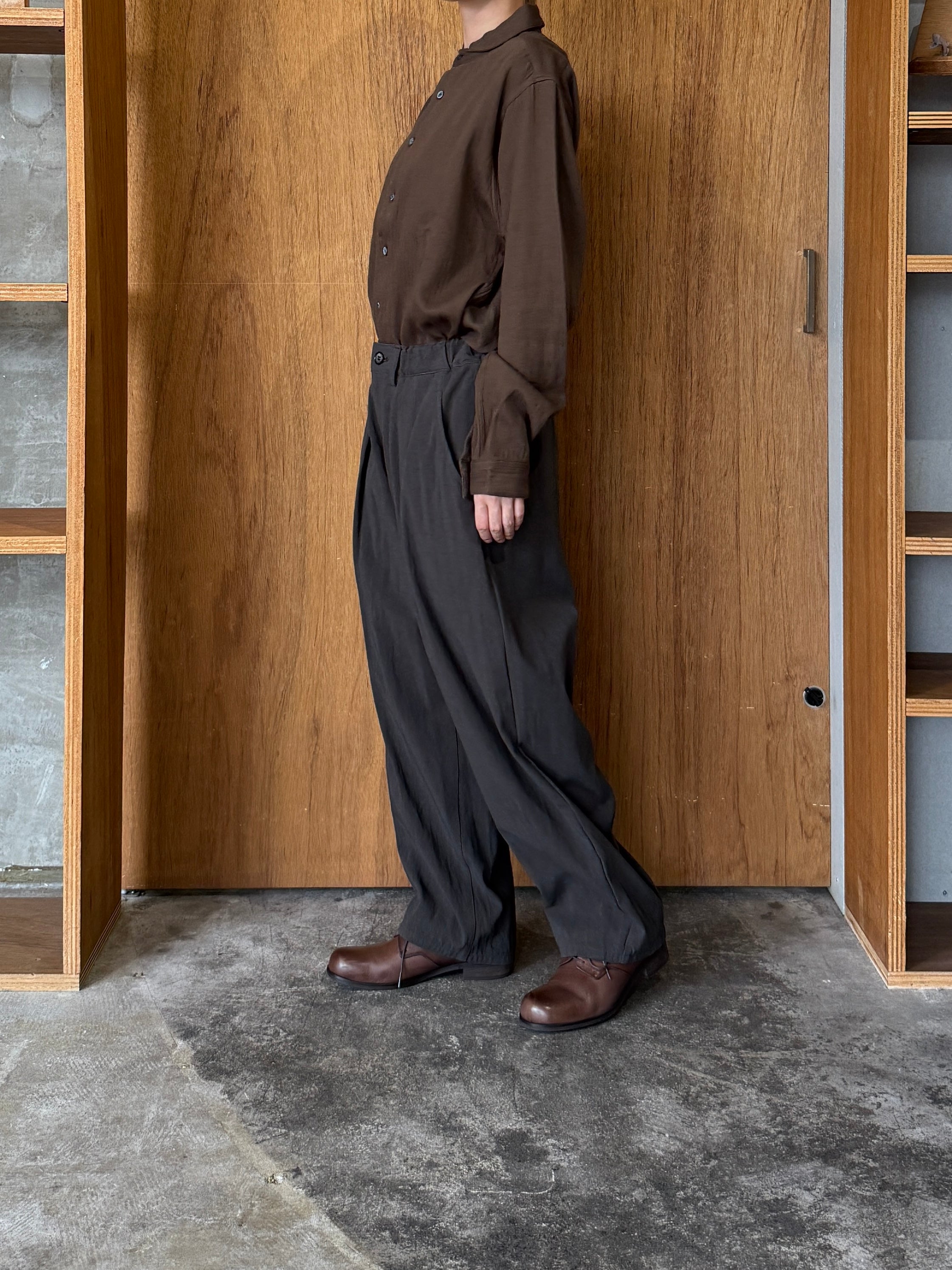 suzuki takayuki / one-piece shawl-collar shirt Ⅱ（burnt umber）