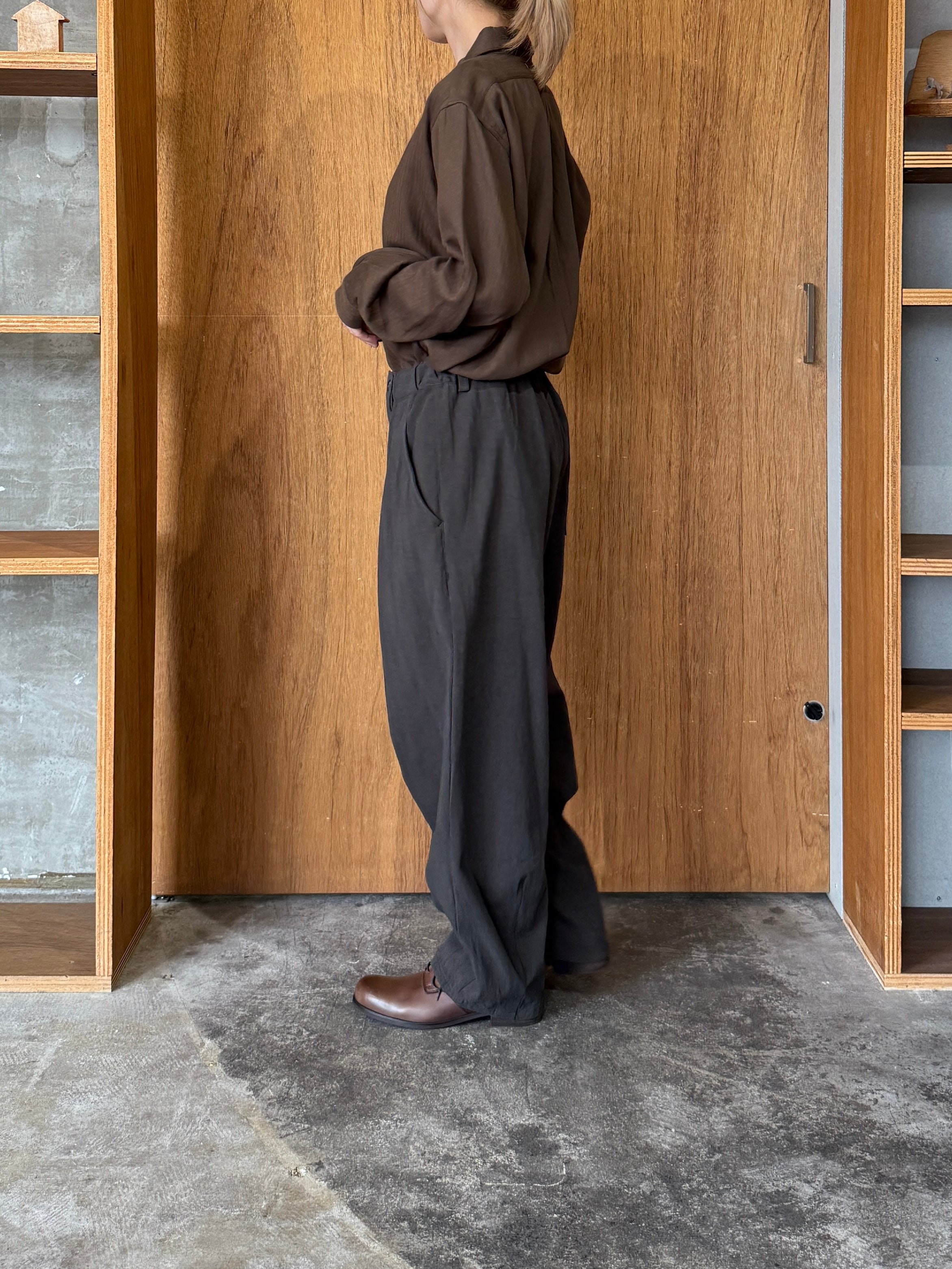 suzuki takayuki / one-piece shawl-collar shirt Ⅱ（burnt umber）