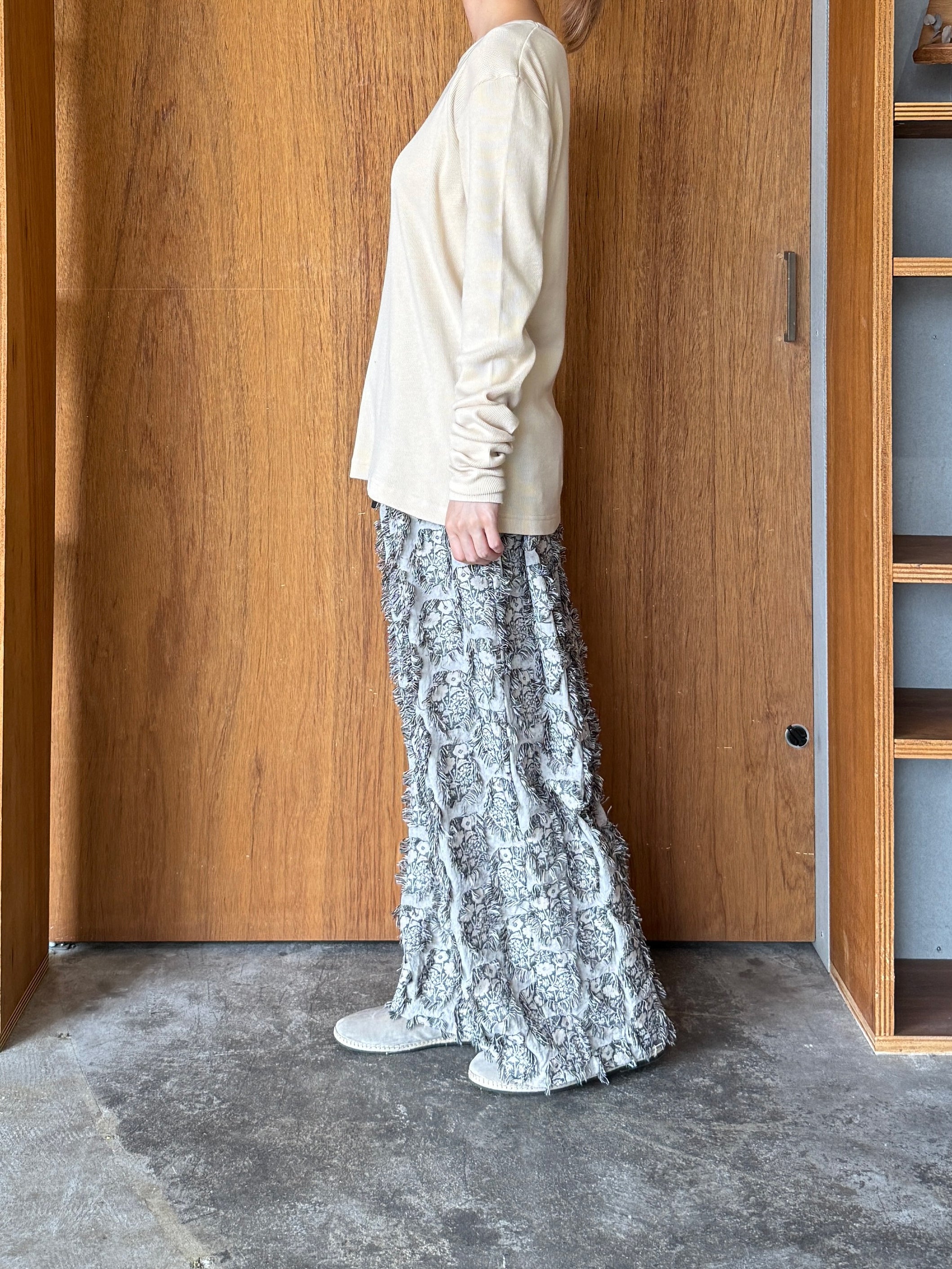 qiri / 花野風 jacquard wide pants (クロ)