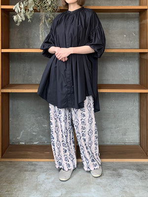 qiri / mix yarn jacquard gather pants（ピンク）