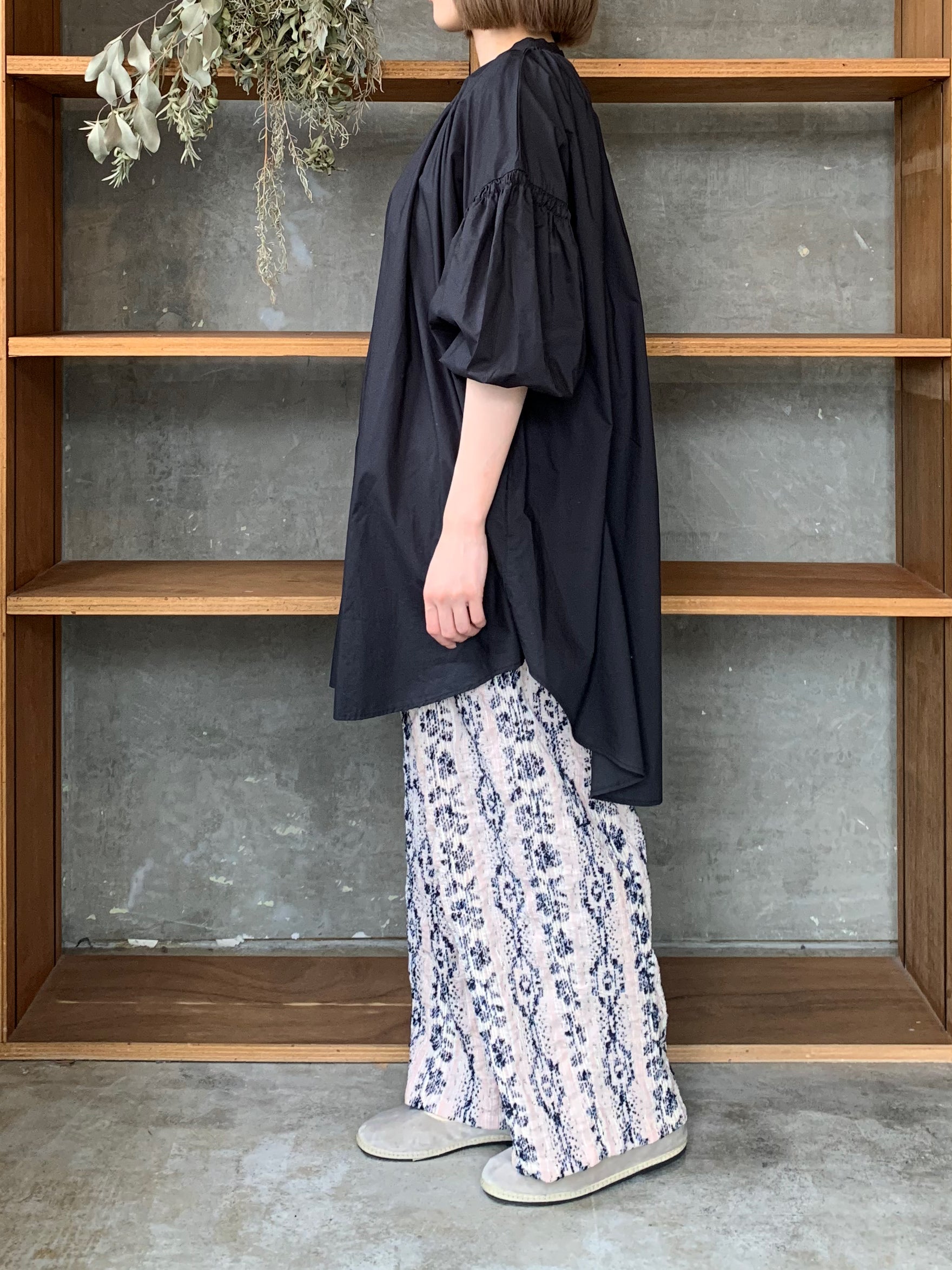 qiri / mix yarn jacquard gather pants（ピンク）