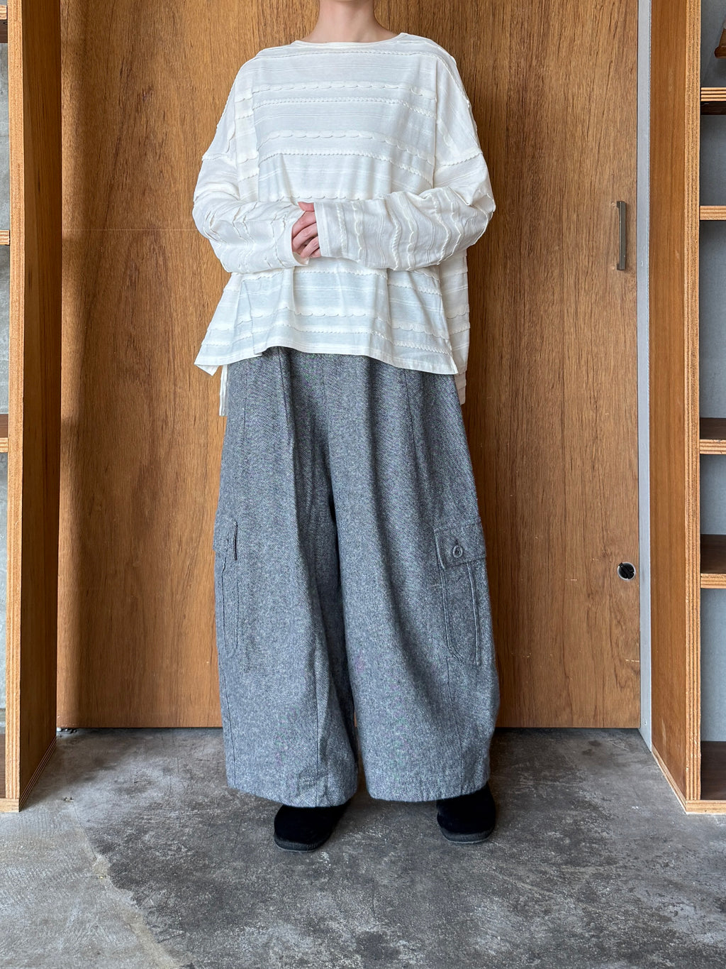 tumugu / カラップボーダージャガード ボートネックワイドプルオーバー（KINARI）