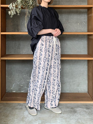 qiri / mix yarn jacquard gather pants（ピンク）