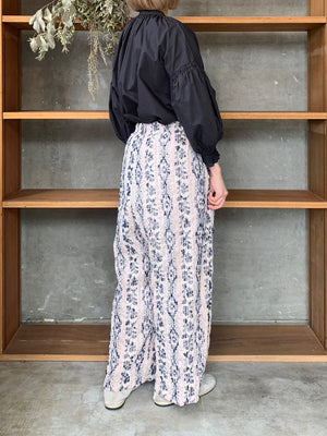 qiri / mix yarn jacquard gather pants（ピンク）