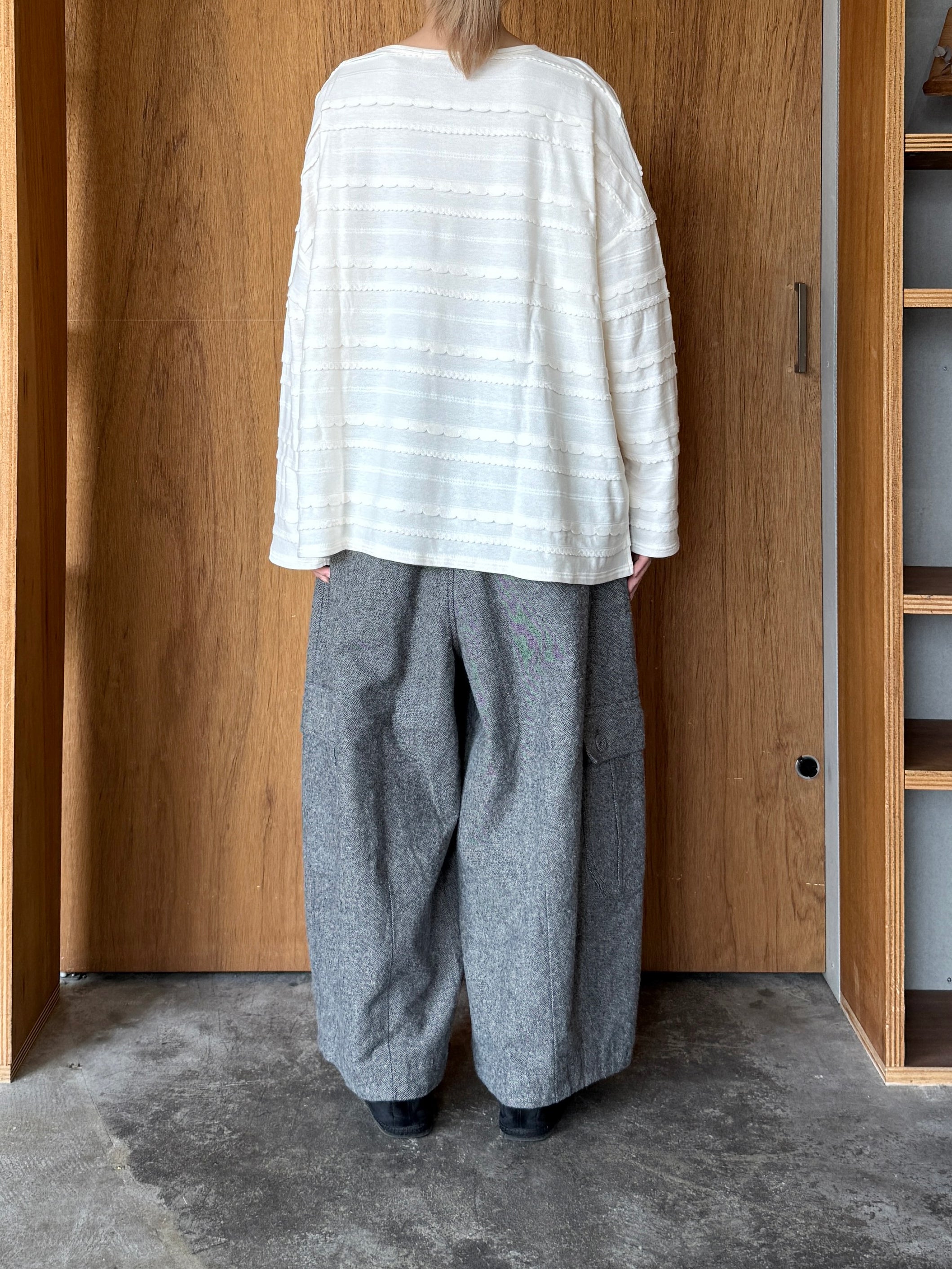 tumugu / カラップボーダージャガード ボートネックワイドプルオーバー（KINARI）