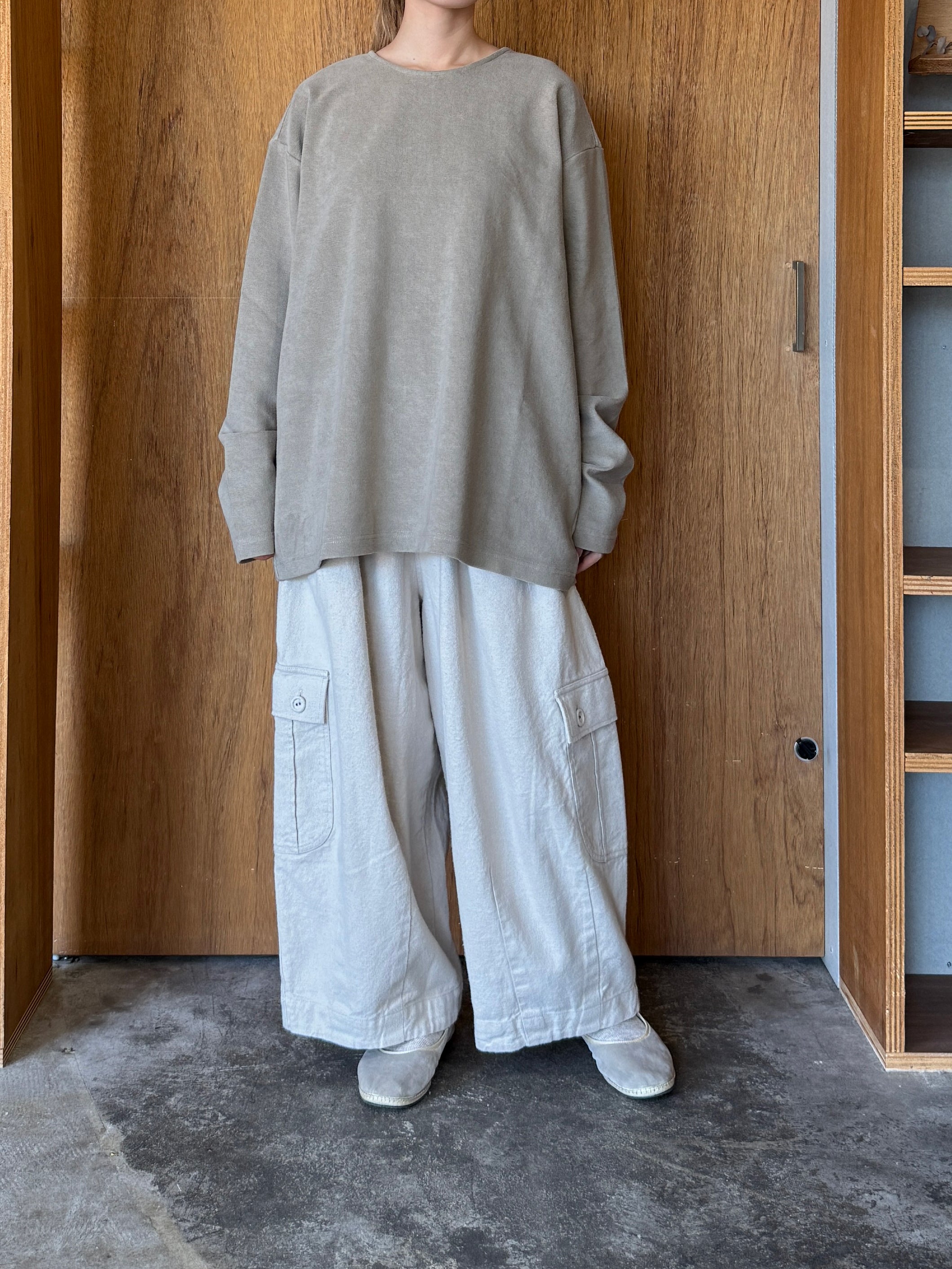 TISSU / オーガニックコットンパイル クルーネックPO（グレージュ）