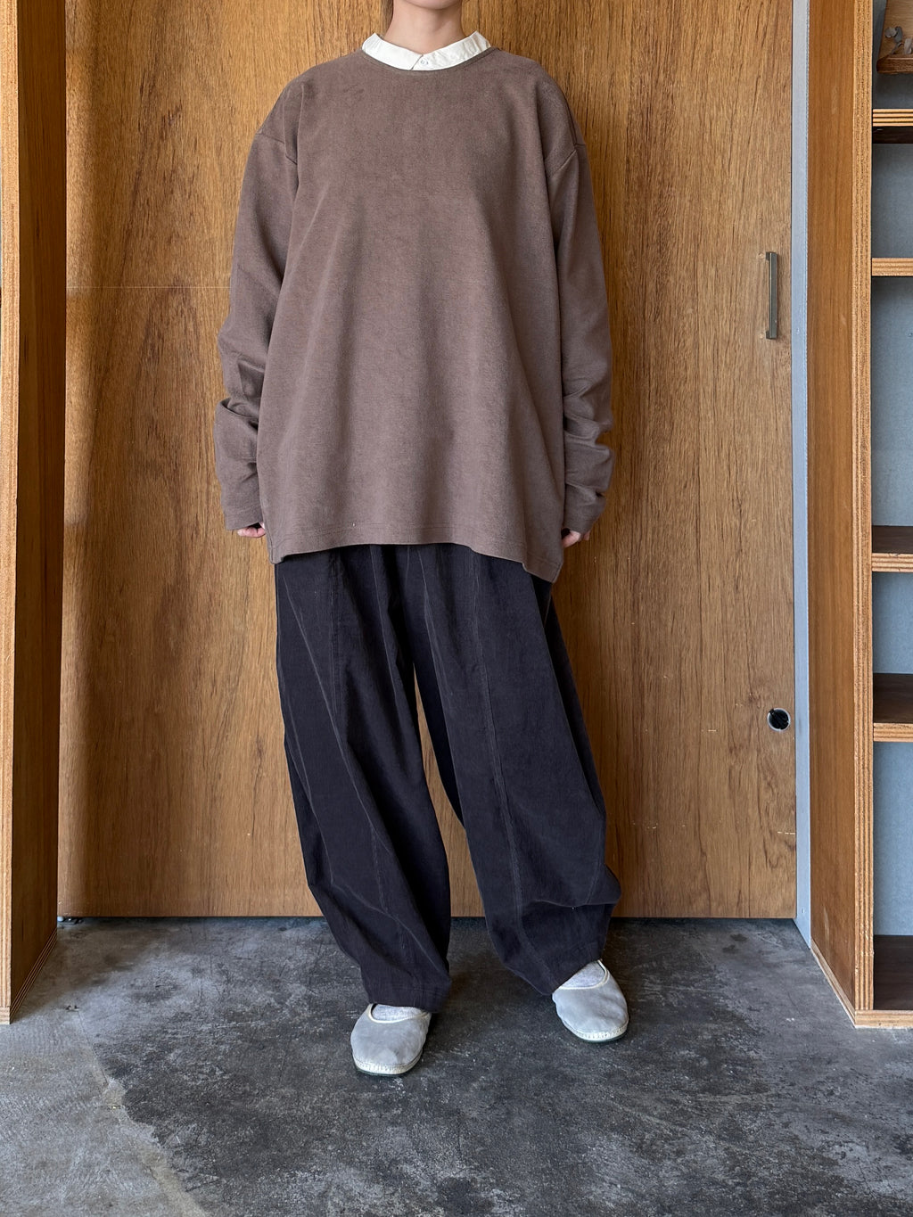 TISSU / オーガニックコットンパイル  クルーネックPO（モカ）