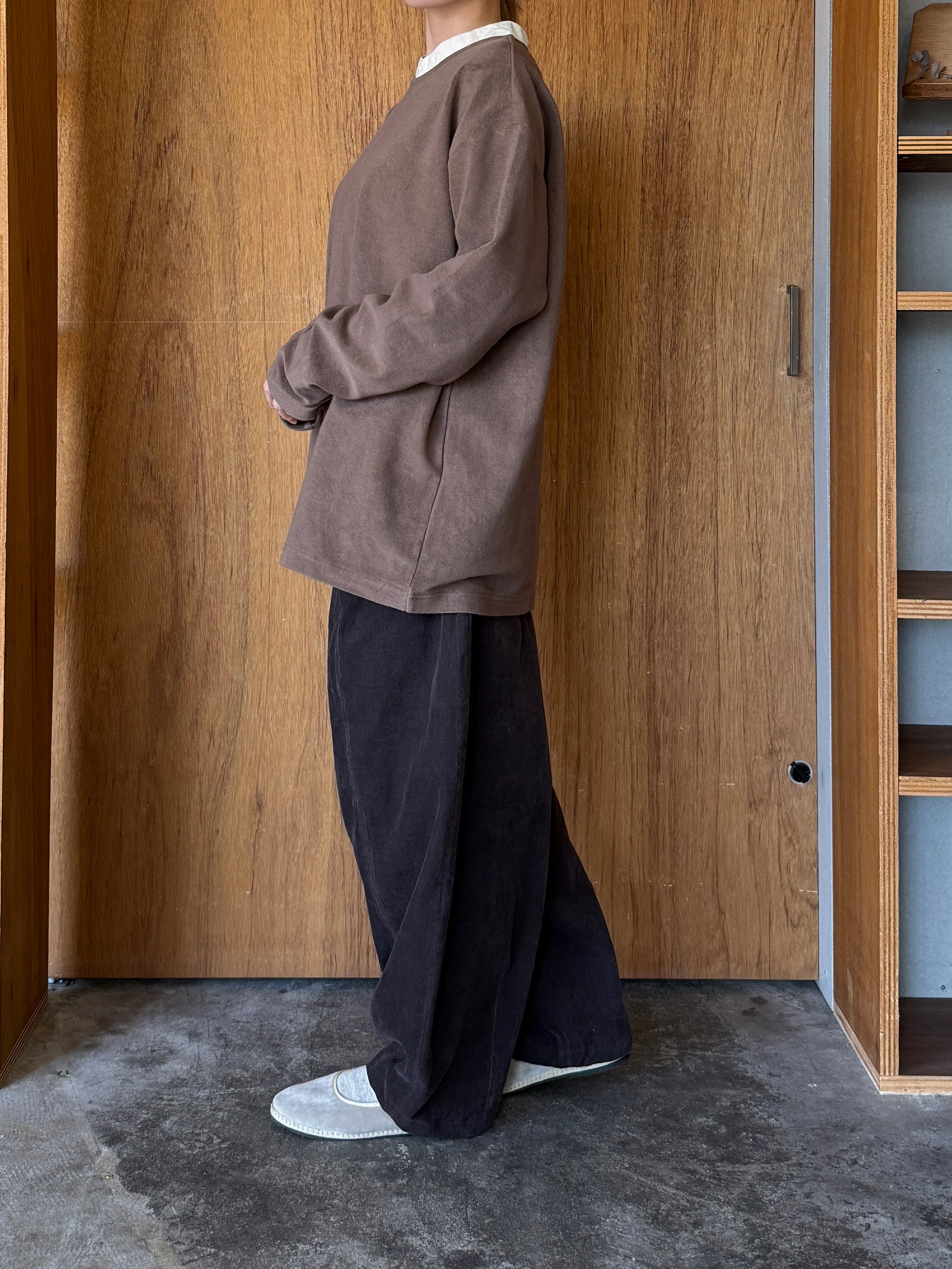 TISSU / オーガニックコットンパイル  クルーネックPO（モカ）