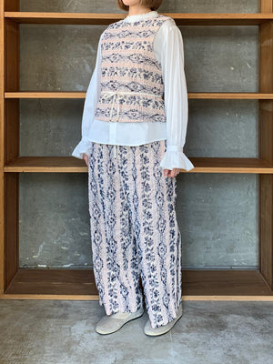 qiri / mix yarn jacquard vest (ピンク)