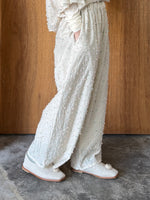 qiri / 花吹雪 jacquard gather wide pants (ベージュ)
