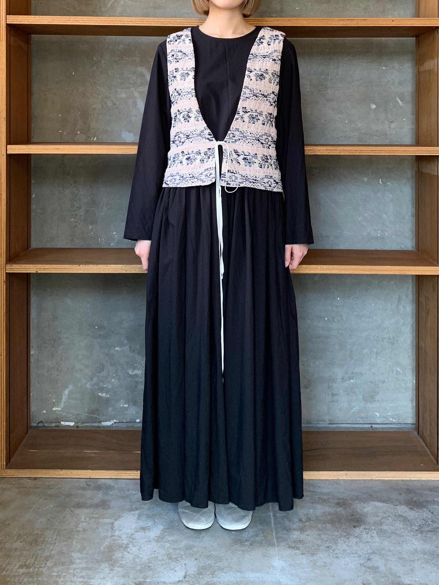 qiri / mix yarn jacquard vest (ピンク)