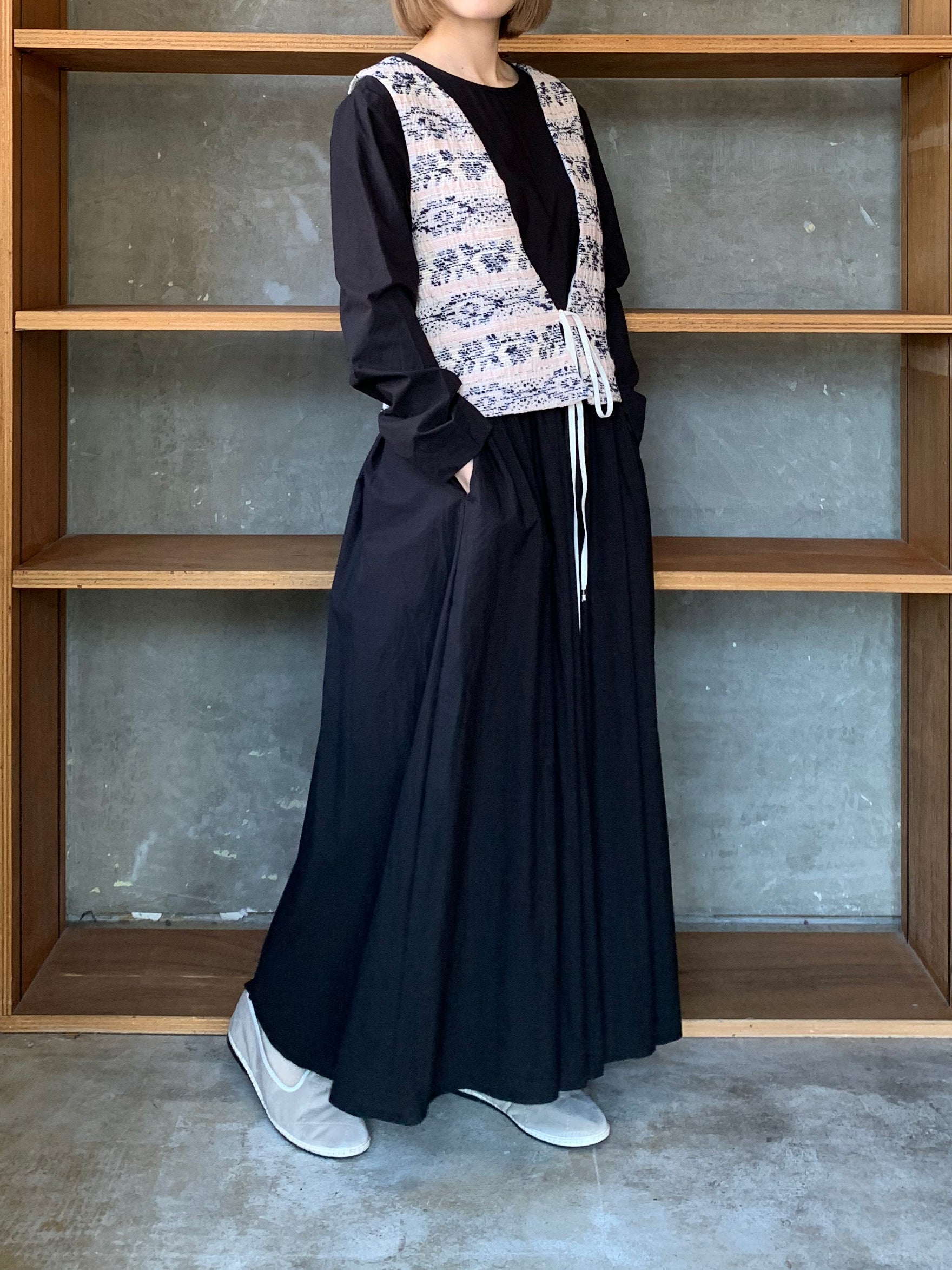qiri / mix yarn jacquard vest (ピンク)