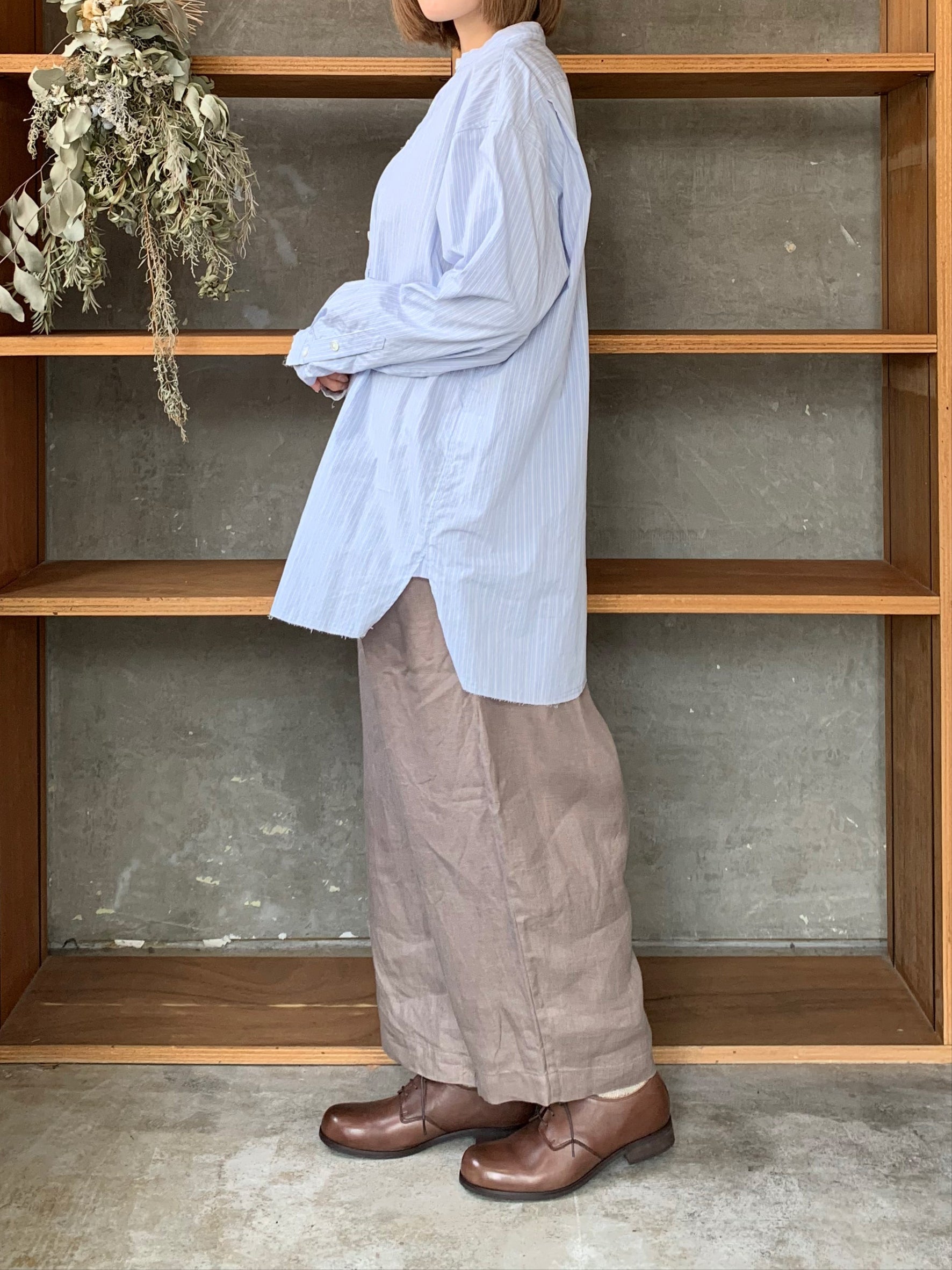 【SALE】UNIVERSAL TISSU / オーガニックリネンツイル ギャザーPT（モカ）