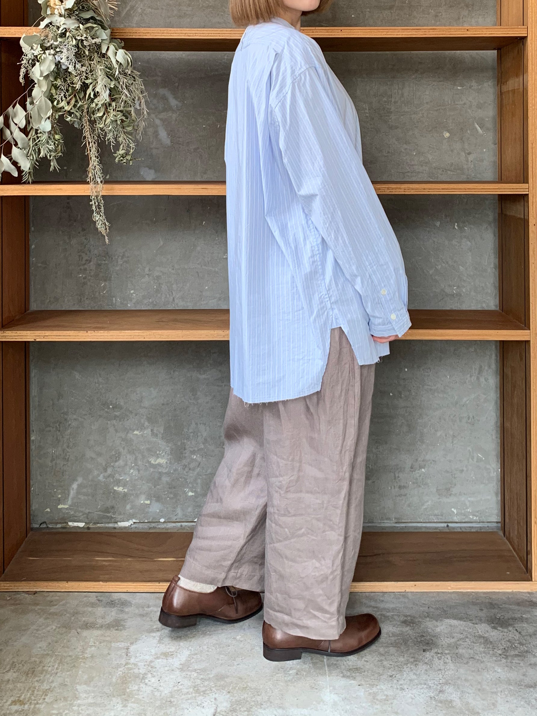 【SALE】UNIVERSAL TISSU / オーガニックリネンツイル ギャザーPT（モカ）