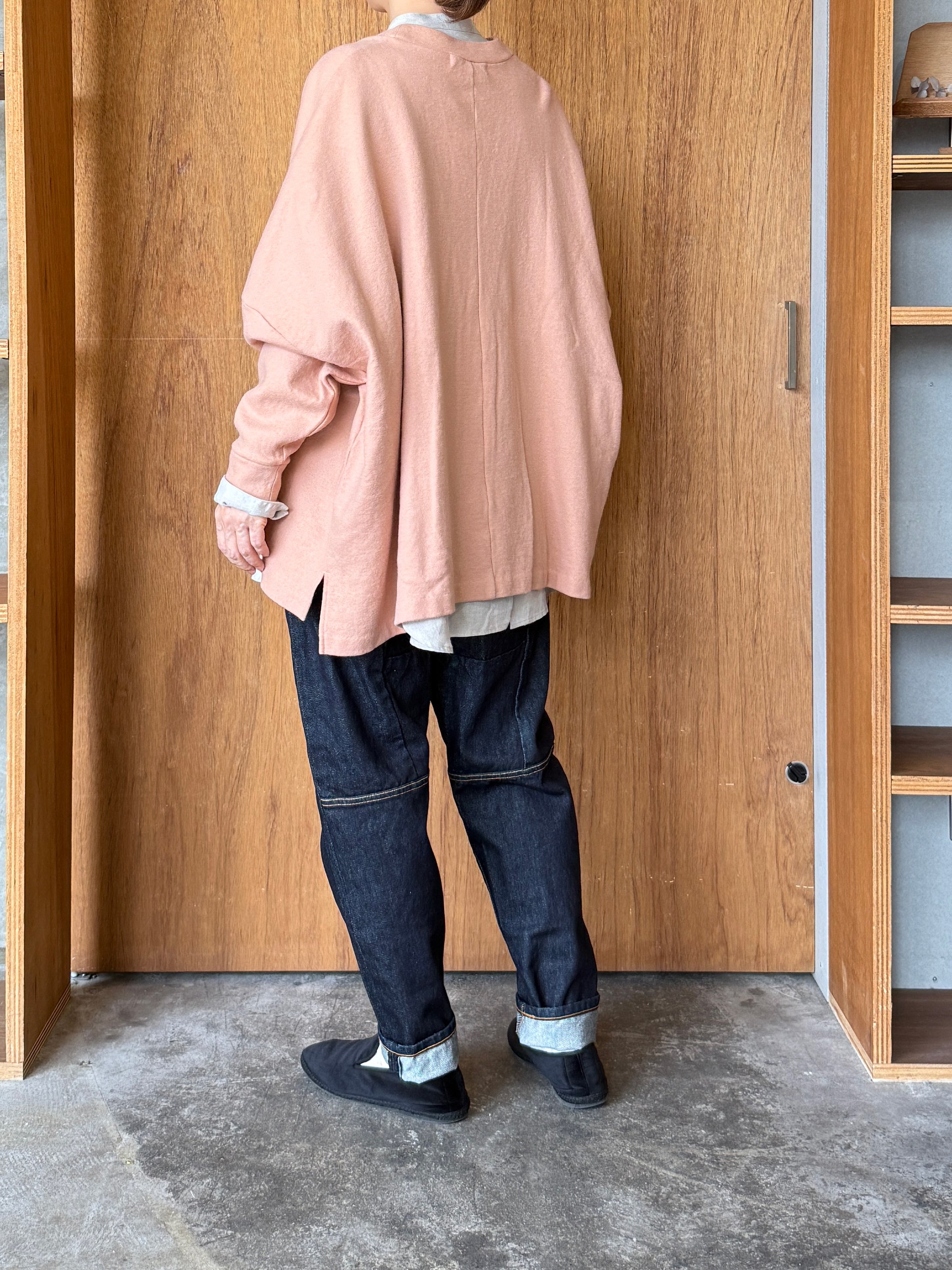 UNIVERSAL TISSU / ウール圧縮 ワイドカーディガン（スモーキーピンク）