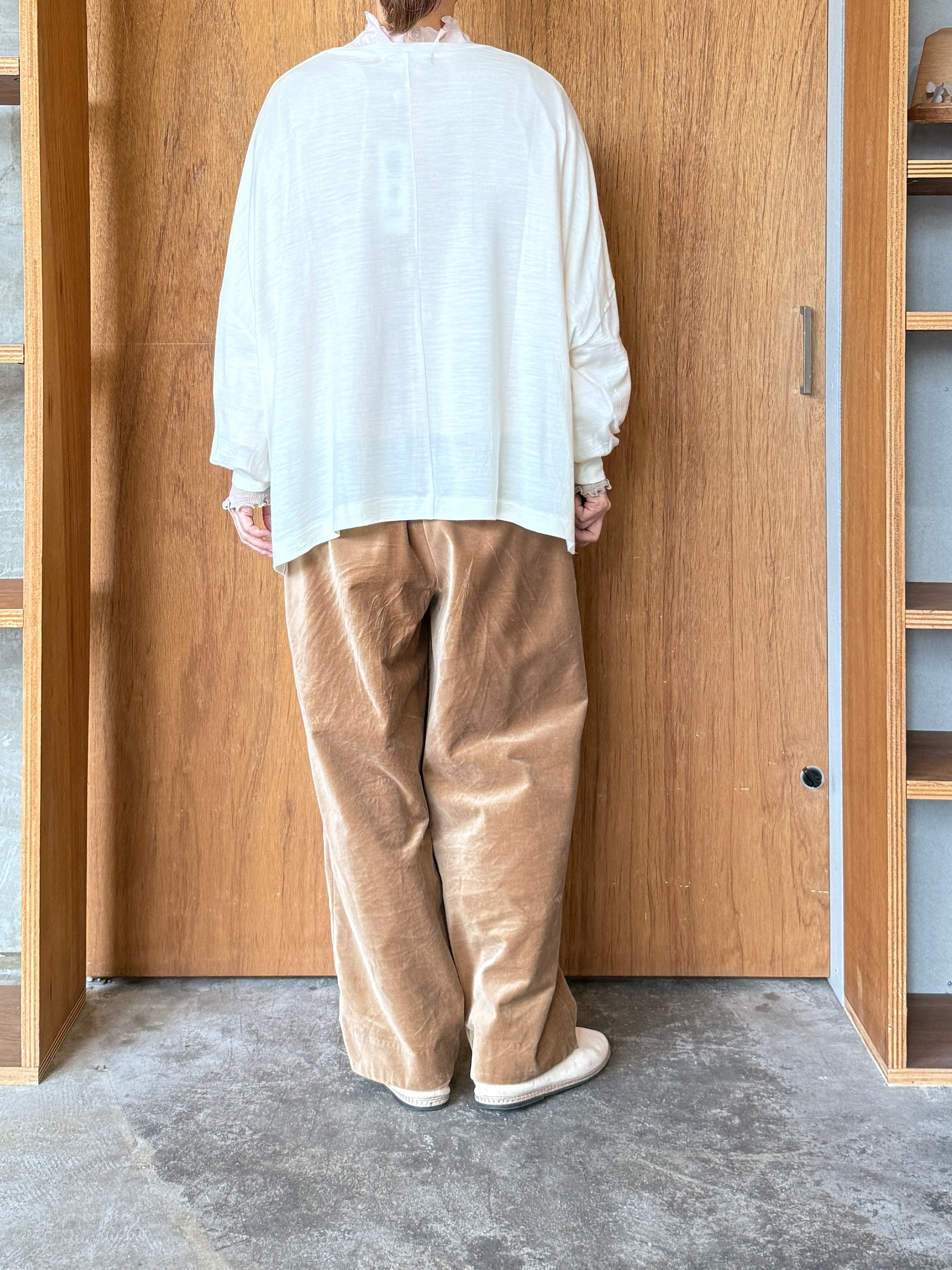 UNIVERSAL TISSU / ウォッシャブルウール天竺 ワイドカーディガン（オフ）